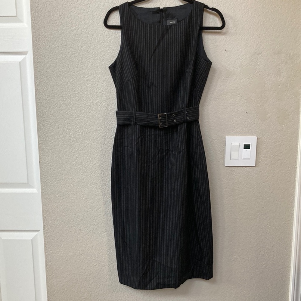 Elegant Pinstriped Black Dress NWOT.